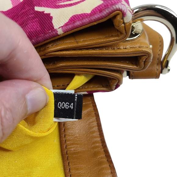 Kate Spade New York brown leather & pink abstract floral shoulder bag - Picture 15 of 16